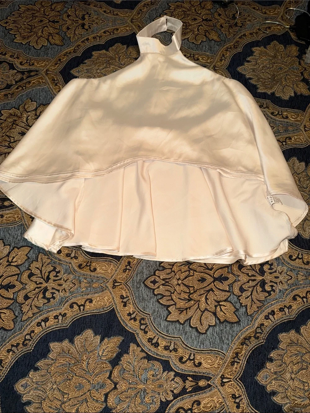 Ivory Satin Two-Piece Halter Top and Skirt Set